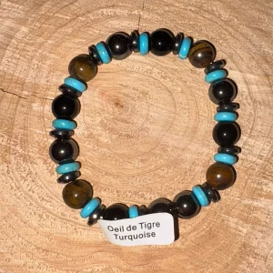 Bracelet pierre oeil de tigre turquoise T2