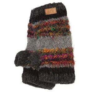 Mitaines sans doigts en laine avec soie recyclée