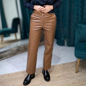 Pantalon marron en simili