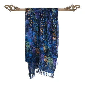 Paréo bleu soleil en Jacquard en Batik