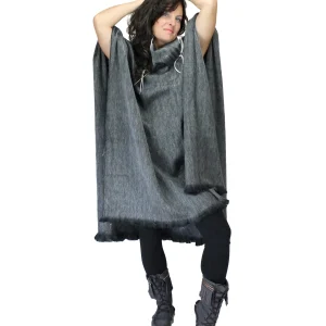 Poncho à col, mélange Alpaga