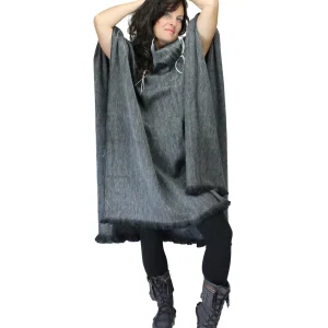 Poncho à col, mélange Alpaga