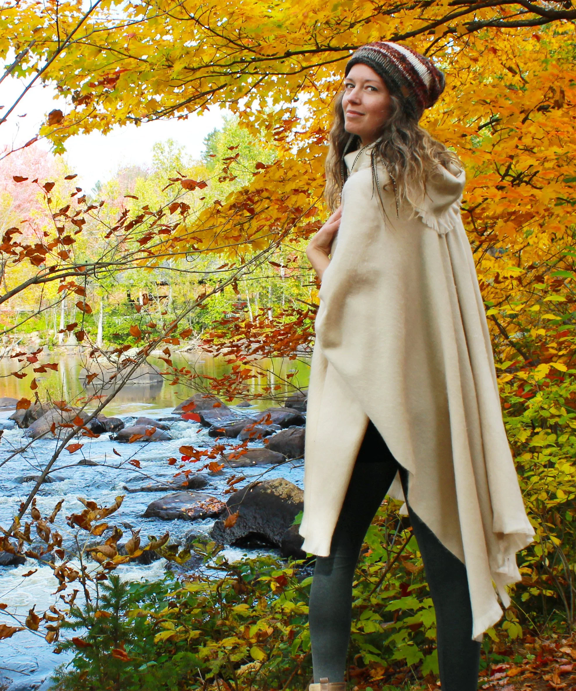 Poncho à col, mélange Alpaga – Image 2