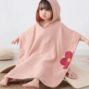 Poncho Bain Fille Rose