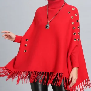 Poncho Col Roulé Cachemire