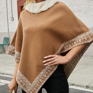 Poncho Femme Camel