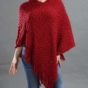 Poncho Laine Rouge