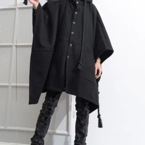 Poncho Long Noir Homme