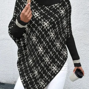 Poncho Noir Et Blanc Femme