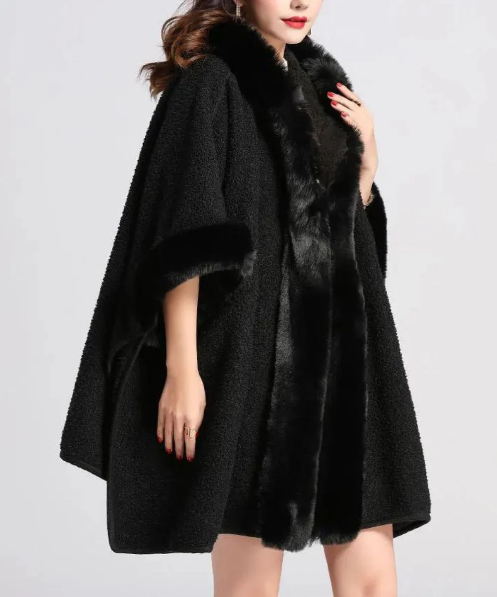 Poncho Plaid Polaire Femme – Image 3