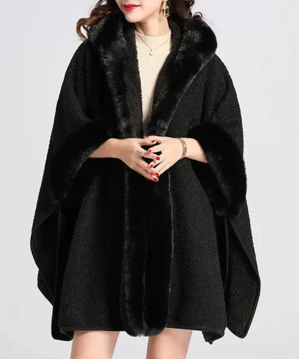 Poncho Plaid Polaire Femme