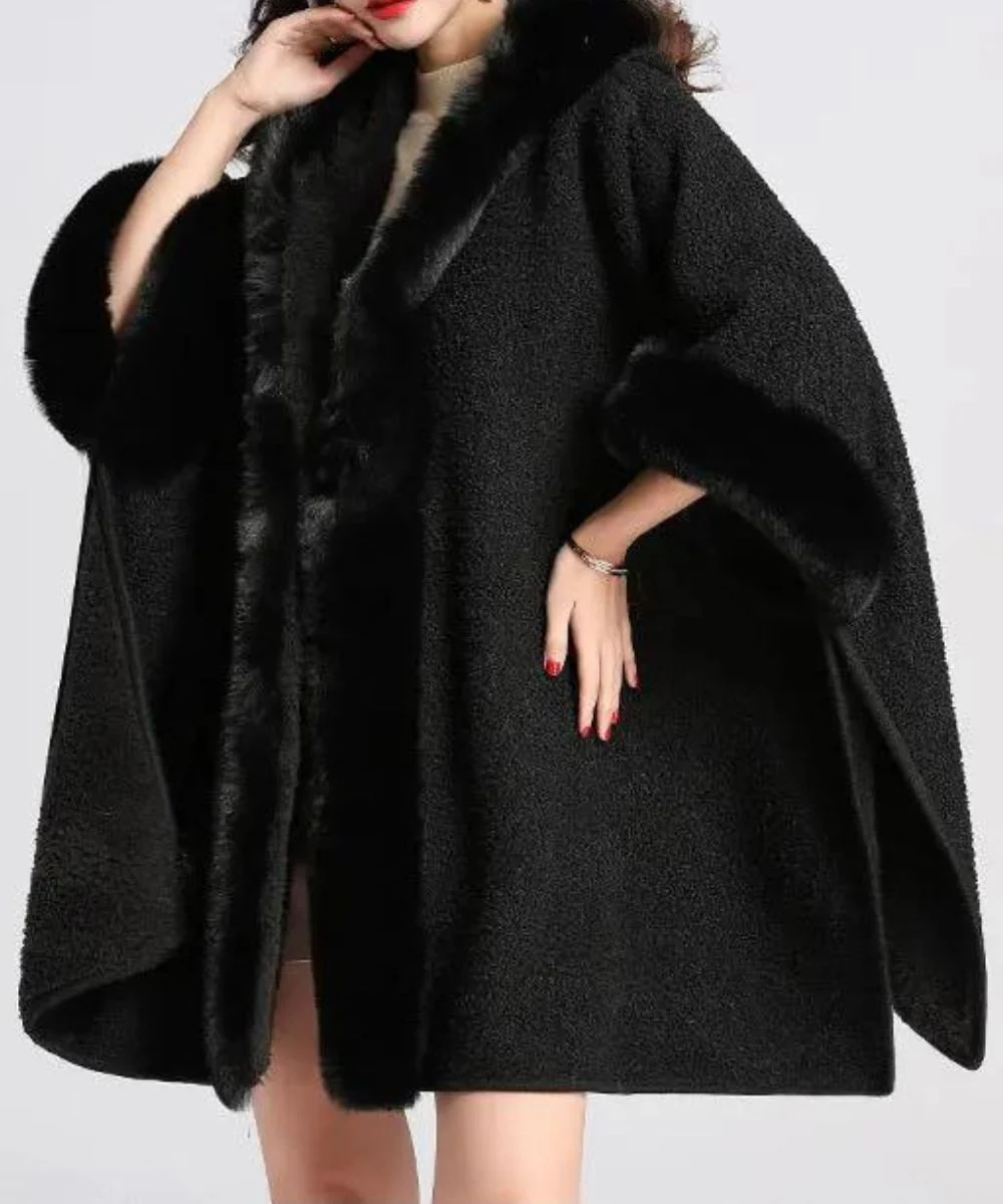 Poncho Plaid Polaire Femme – Image 2