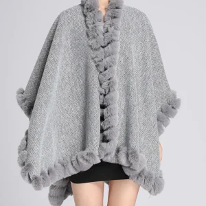 Poncho Polaire Gris