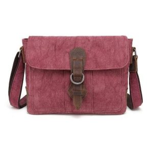 Sac à bandoulière en coton/lin et cuir