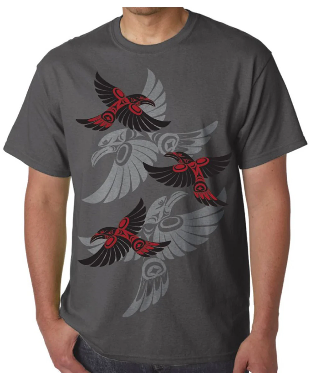 T-Shirt Corbeau, Coast Salish par Simone Diamond