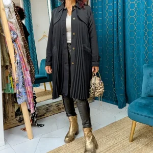 Trench plissé noir