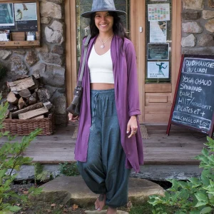 Veste longue avec poches en bambou