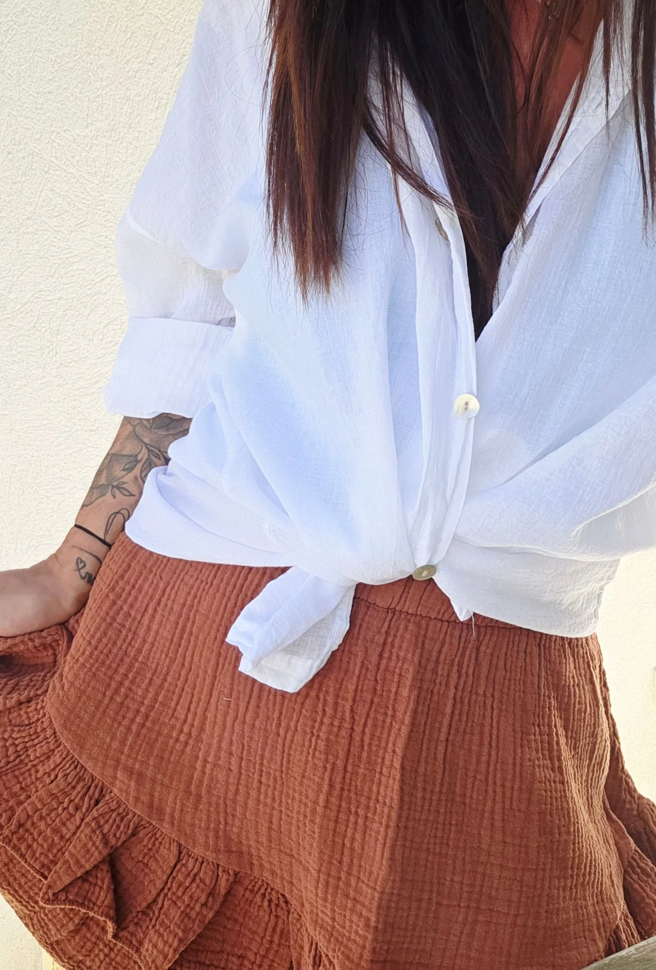 Short Gaze de coton CATHY Terracotta – Image 2