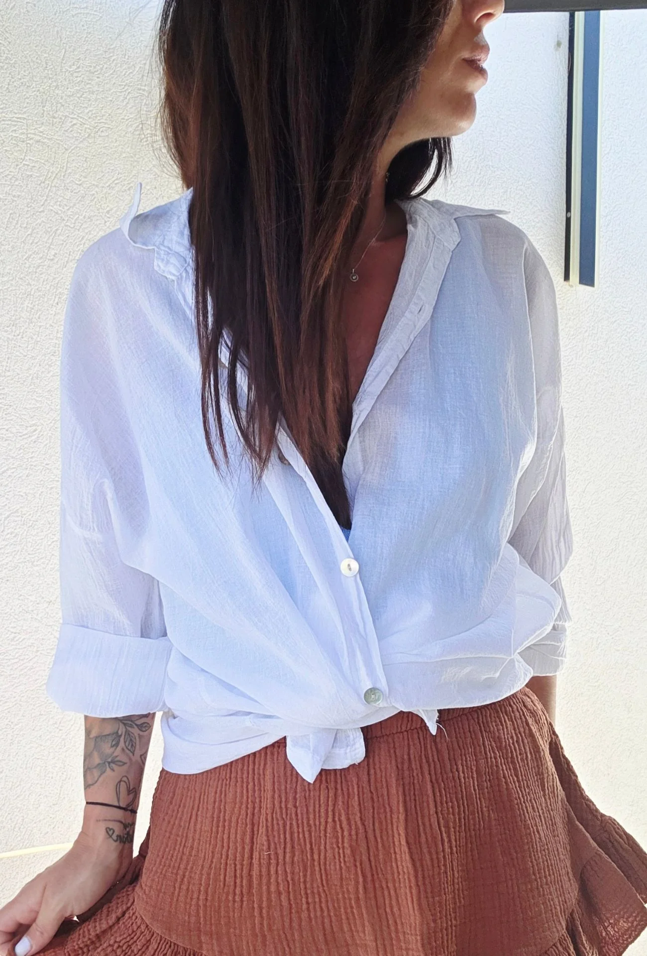 Short Gaze de coton CATHY Terracotta – Image 3