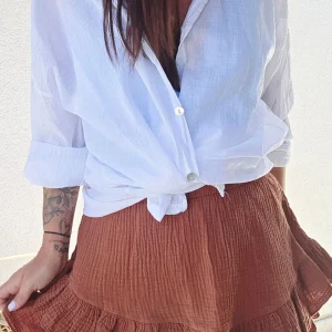 Short Gaze de coton CATHY Terracotta